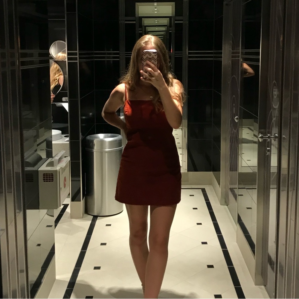 Burnt Orange Corduroy Mini Dress